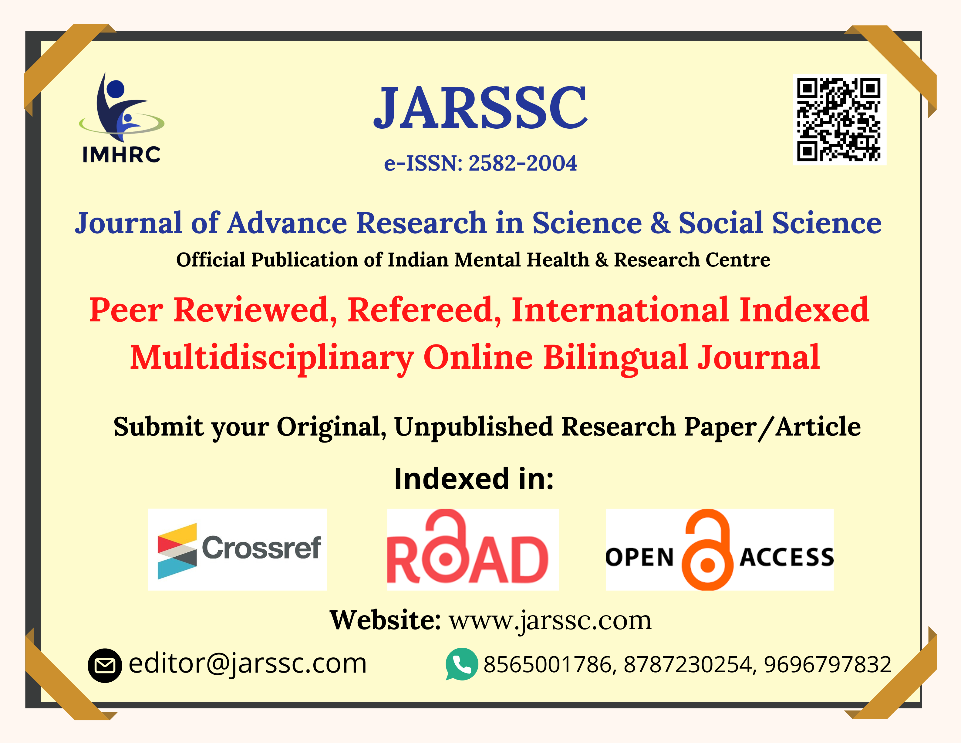 Journal of Advance Research in Science and Social Sciences