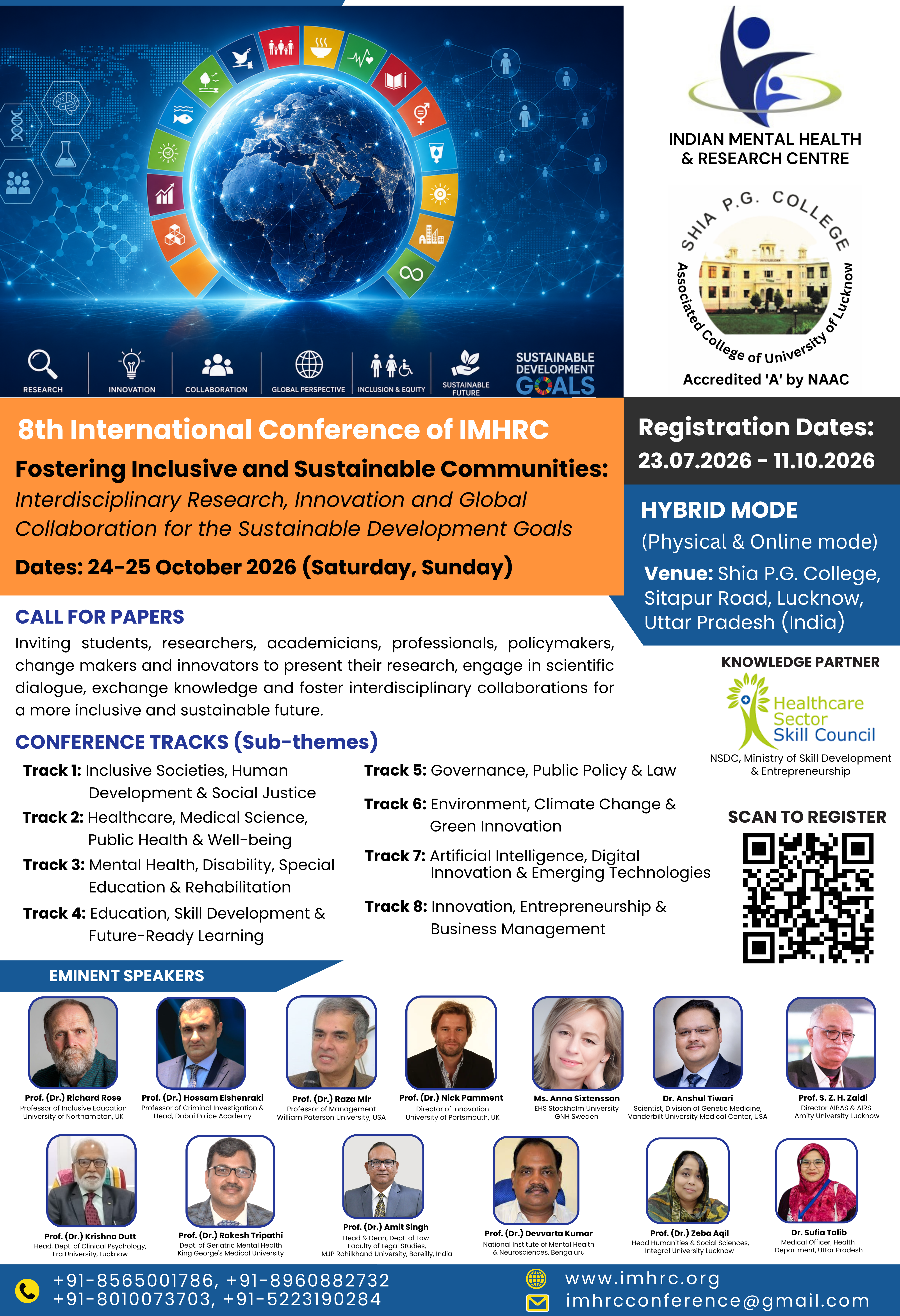 8th International Conference of IMHRC Fostering Inclusive and Sustainable Communities: Interdisciplinary Research, Innovation and Global Collaboration for the Sustainable Development Goals
